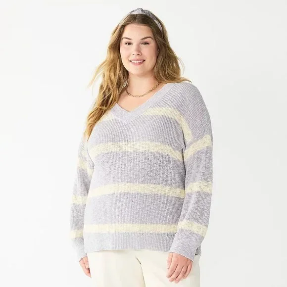 Plus Size 2X Sonoma Goods For Life Long Sleeve V-Neck Sweater Retail $40.00 - Picture 1 of 4